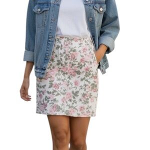 CAROLE LITTLE SPORT Vintage Floral Print Jean Skirt Size 6